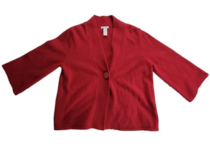 Tweeds Women's Angora Wool Blend Cardigan Sweater XL – Red One Button Closure - Picture 1 of 11
