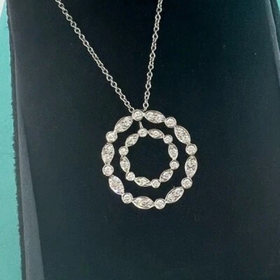RARE Tiffany & Co Double Circle Jazz Swing Diamond Necklace Platinum .60 TCW - Image 1 of 4