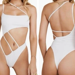 House of CB Strappy Cutout Bodysuit / Swimsuit S - White - Picture 1 of 4