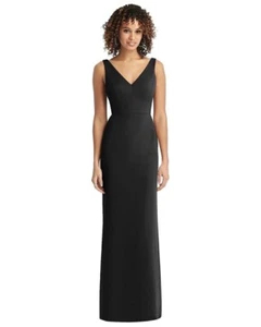 Social Gown Women's 14 Black Formal V-Neck Back Tie Chiffon Trumpet NWT - Picture 1 of 11
