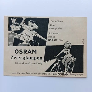 1956 OSRAM Zwerglampe Fahrrad Werbung Werbeanzeige Reklame - Picture 1 of 1
