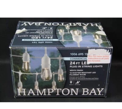 NEW! HAMPTON BAY Indoor/Outdoor 24 ft. 12-Light Plug-In Edison Bulb String Light - Image 1 of 2