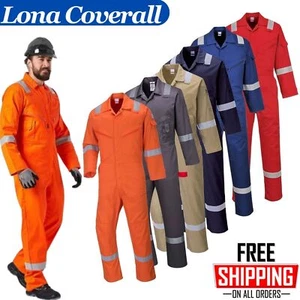 Portwest Iona Cotton Work Coverall Overall Safety Protective Boiler Suit C814 - Picture 1 of 17