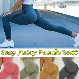 Womens Butt Lift Yoga Pants High Waist Leggings Ruched Workout Booty Trousers US - Picture 1 of 41