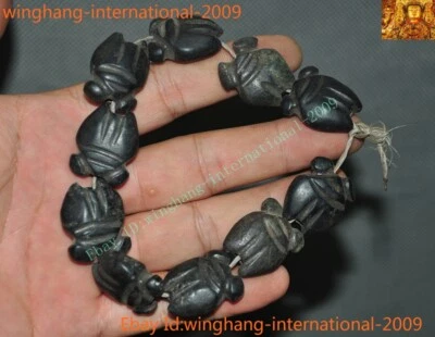 Antigua China Meteorito Hierro (Imán Negro) Animal Cicada Estatua Pulsera Cadena de Mano Foto 1 de 4