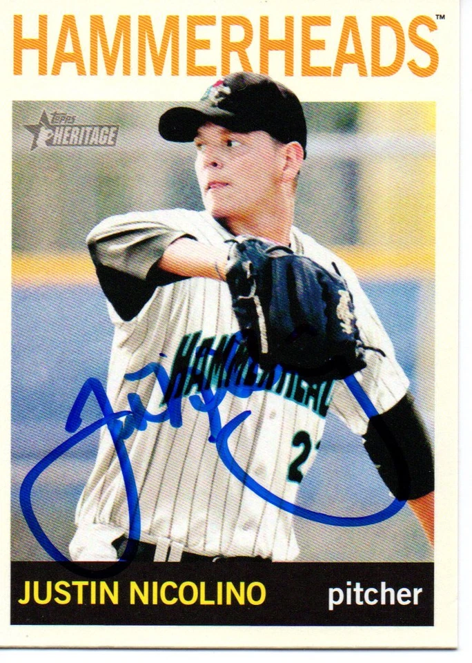 Justin Nicolino Jupiter Hammerheads 2013 Topps Heritage Signed Card - Image 1 of 1