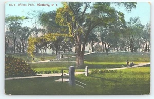 Cartolina Wilcox Park Westerly Rhode Island spedita 1908 - Foto 1 di 2