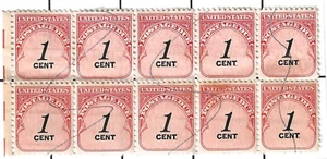US Postage Due Stamp - block of 10 - Scott #J89 from 1959 - Used off Paper (#jj) - Picture 1 of 1