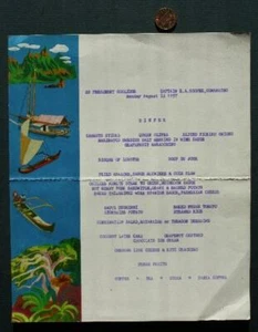 Menu cena nave 12 agosto 1957 SS President Coolidge Cruise Lines MOLTO RARO-- - Foto 1 di 1