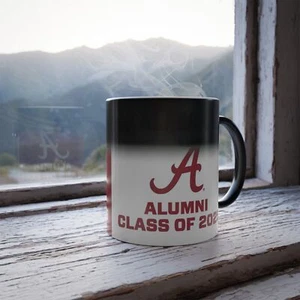 ¡Cambio de color! Taza de café morfina Alabama Crimson Tide PERSONALIZABLE AÑO GRADUADO - Imagen 1 de 9