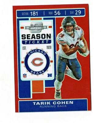 2019 Panini Contenders Optic Tarik Cohen ( Chicago Bears ) #63 Red Prizm /199 - Image 1 of 2