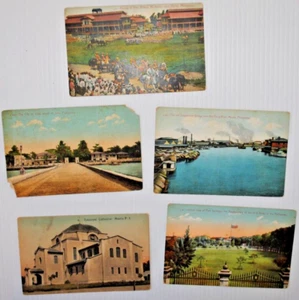 5 colorPostcards Philippines, 1909, Parade Grounds,Jolo Island,Ft Santiago,Bridg - Picture 1 of 2