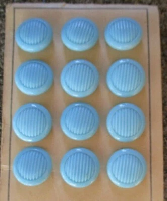 Vintage  card of 12 ~  3/4 Baby Blue Line Glass Buttons~ new/old stock - Image 1 of 2