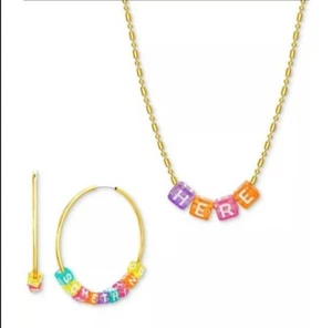 Steve Madden Interchangeable Lettering Bead Hoop & Necklace Set - Picture 1 of 3