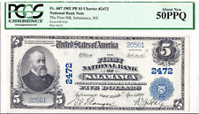 $5 1902 PB National SALAMANCA New York NY 🇺🇸 Best Known! 🇺🇸 PCGS 50 PPQ 🇺🇸