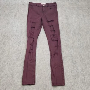 Bullhead Jeans Womens 7 Red Skinny Jeggings High Rise Stretch Ankle Distressed - Picture 1 of 11