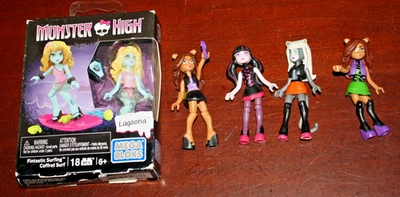 Lot of 5 Mega Construx Bloks Monster High Dolls Figures - new (Surfing Lagoona - Image 1 of 2