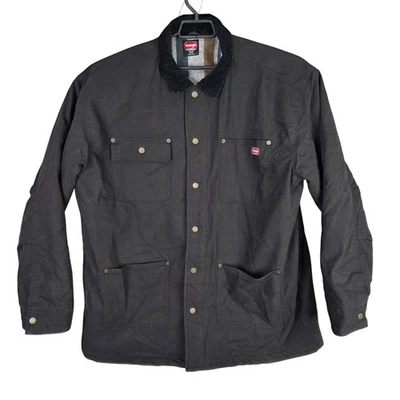 Men Wrangler Black Workwear Jacket Striped Lining Button-Up Cotton Blend 2XL - Image 1 of 4