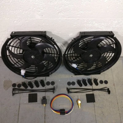 1953-1986 JP CJ DJ Dual 10" 1019 CFM Cooling Fan Fixed Temp Switch Kit golden - Image 1 of 4