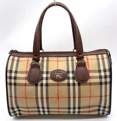 Auténtico Bolso de Mano Burberry Nova Check Nylon Beige/Marrón Boston 30 NS080226 Foto 1 de 4