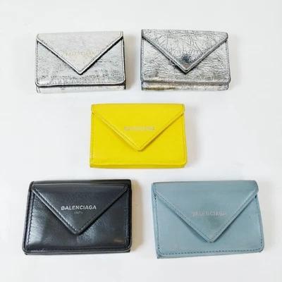 NO TARIFF Balenciaga 钱包 5 件套银色皮革 1025136 — 第 1/4 张图片