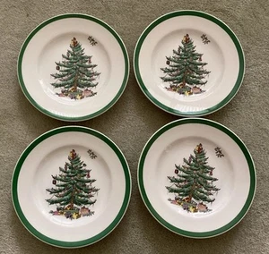 Set of 4 Spode England Christmas Tree Party Plates/Bread & Butter Plates 6.5"D - Picture 1 of 4