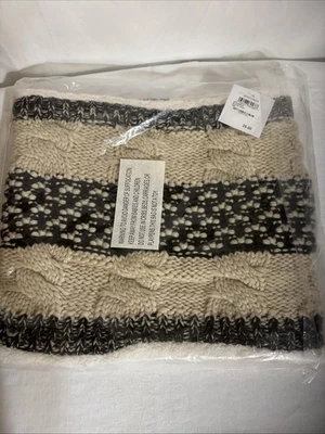 Nordstrom BP. Шарф Infinity вязаный черный и цвета слоновой кости с подкладкой из искусственного шерпа - Изображение 1 из 3