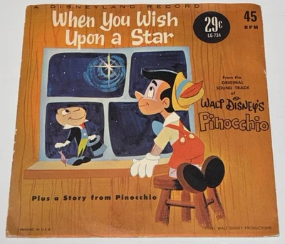 Pinocchio: When You Wish Upon A Star 1961 Vinyl 7” EP Disney Little Gem RARE EX - Image 1 of 4