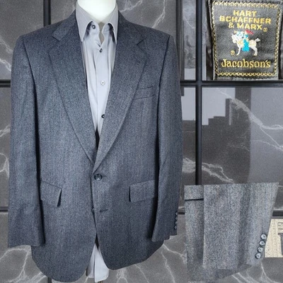 Blazer Hart Schaffner Marx Para Hombre 40R Gris Multicolor Espiga Rayas Lana Foto 1 de 4