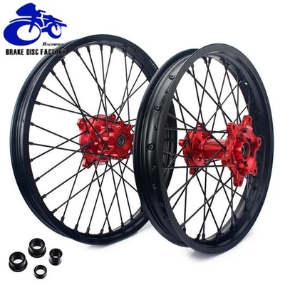For Honda 21"+19" CNC Spoked Wheel Set XR650L 1993 94 95-2024 Black Rim Red Hub - Image 1 of 4