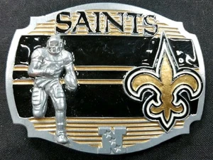 Fibbia cintura New Orleans Saints NFL licenza ufficiale 2008 nero oro funzionante - Foto 1 di 7