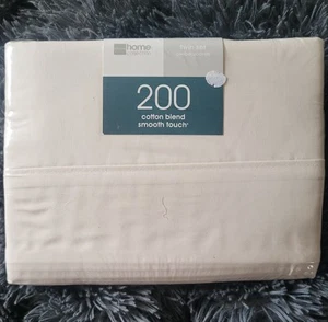 NEW JCPenney Twin Sheet Set 3pc Ivory Flat Fitted Pillowcase Home Collection - Picture 1 of 6