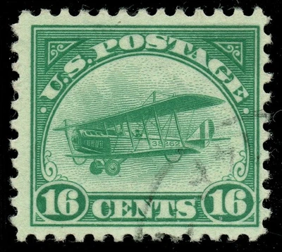 [V986] USA 1918 Scott#C2 used 16¢ green AIR MAIL cv:$30 - Image 1 of 3