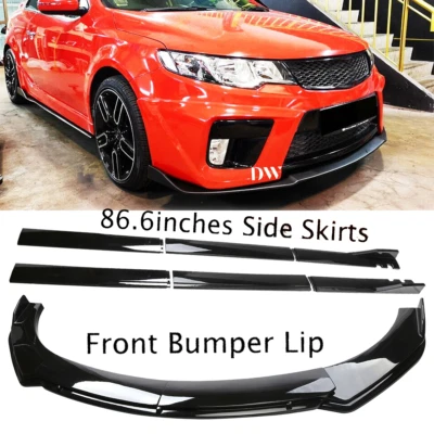 Glossy Front Lower Bumper Lip Splitter Spoiler +Side Skirt For Kia Forte Koup - Image 1 of 4