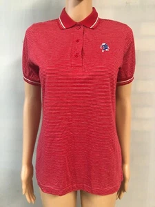 IZOD Polo Shirt Women's Cotton Red White Striped Collared Golf Shirt Size M NWT - Picture 1 of 10