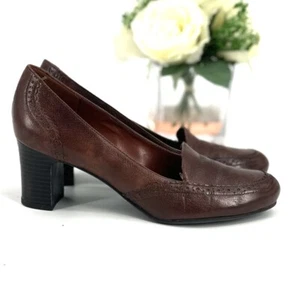 Naturalizer Pumps Heels Women’s Size 8N NARROW Shoe Brown Leather Block Heel - Picture 1 of 10