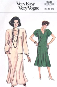 Vintage EASY Vogue Pattern 9336: Misses V-neck Dress Sizes 14-16-18 UNCUT - Picture 1 of 3