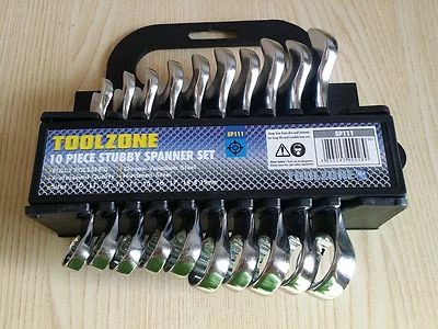 Juego de llaves combinadas métricas Stubby de 10 piezas 4 pernos de tuerca 10-19 mm corto pequeño Foto 1 de 4