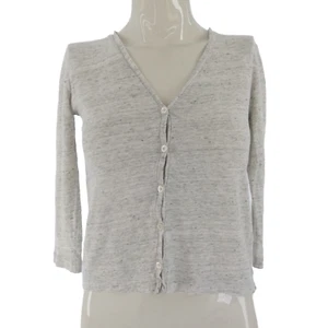 Majestic Filatures Cardigan Cropped Grey Melange Fine Knit Button Front size XS - Picture 1 of 8