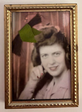 RARE PHOTOBOOTH photo booth BEAUTIFUL woman LOCK OF HAIR Ribbon 1940s Framed