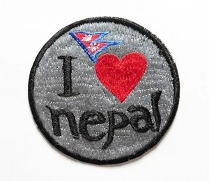 Round Sew On Patch * Nepalese * 8.4 cm * I Love Nepal - Picture 1 of 1