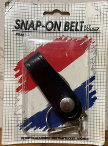 VINTAGE PERRY BLACKBURNE LEATHER SNAP, BELT LOOP KEY HOLDER BLK/SILVER FREE SHIP - Picture 1 of 3