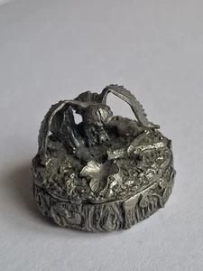 Signed Woodsetton England Pewter Owl in Flight Trinket Box - Picture 1 of 10