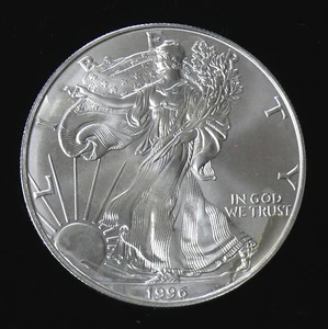 1996 KEY DATE BRILLIANT UNCIRCULATED AMERICAN SILVER EAGLE 1oz .999 PURE SILVER - Picture 1 of 2