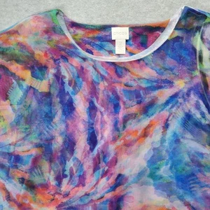 Chicos Watercolor Double Layer Mesh High-lo Tunic Tee Top Size 2 Large - Picture 1 of 8