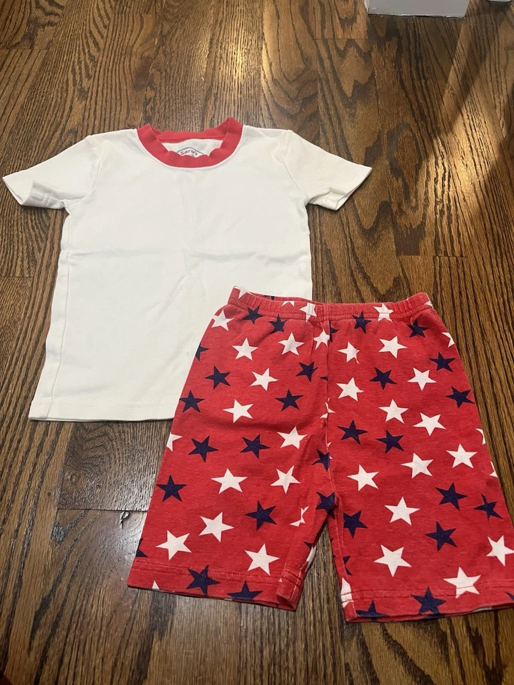 Sara’s Prints 儿童短裤睡衣套装 - 红色/白色/蓝色 - 5 码 — 第 1/1 张图片