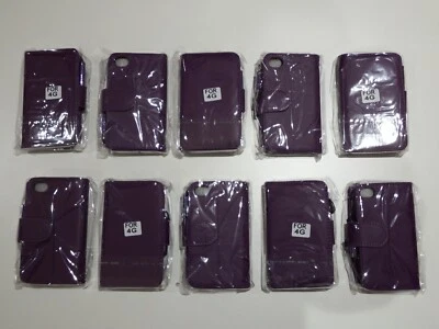 Lote de trabalho 10x Apple iPhone 4 4S capa carteira de couro caneta magnética roxa - Imagem 1 de 4