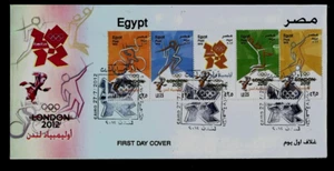 EGYPT OLYMPICS 2012 FIRST DAY COVER OLYMPIAD LONDON OLYMPIC GAMES - Picture 1 of 3
