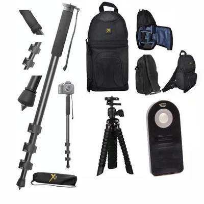 BACKPACK + 72" MONOPOD/ TRIPOD + REMOTE FOR CANON EOS REBEL T3 T3I T4 T4I T5 T5I - Image 1 of 4
