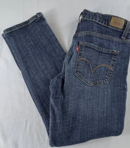 Pantalones de mezclilla ajustados azules talla 10 S Levis para mujer lavado medio 5 bolsillos tiro medio - Imagen 1 de 12